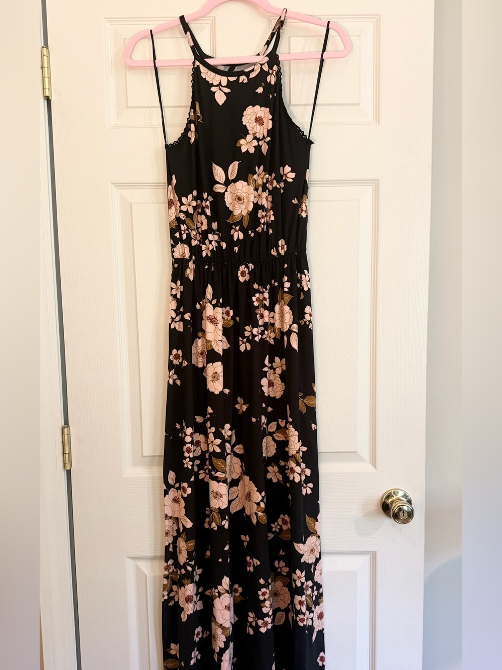 French Grey  Zoe knit maxi dress from Stitch Fix, NWT, black floral, Small